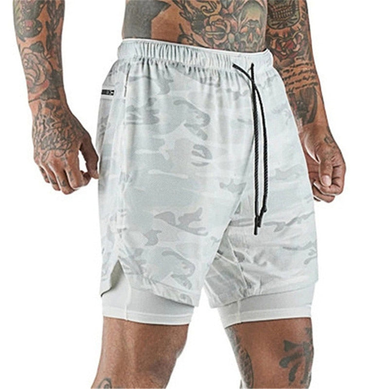 Shorts masculinos de corrida masculinos 2 em 1 shorts esportivos masculinos de secagem rápida de dois andares