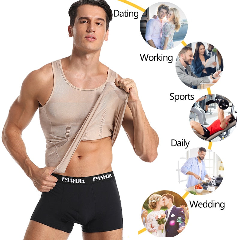 Colete modelador de cintura para homens Be-In-Shape Modelador de cintura para controle de barriga Camisa regata para correção de costas Abdômen Modelador de cintura