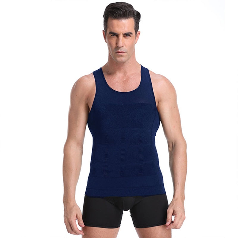 Colete modelador de cintura para homens Be-In-Shape Modelador de cintura para controle de barriga Camisa regata para correção de costas Abdômen Modelador de cintura