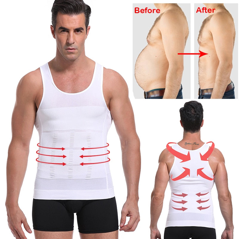 Colete modelador de cintura para homens Be-In-Shape Modelador de cintura para controle de barriga Camisa regata para correção de costas Abdômen Modelador de cintura