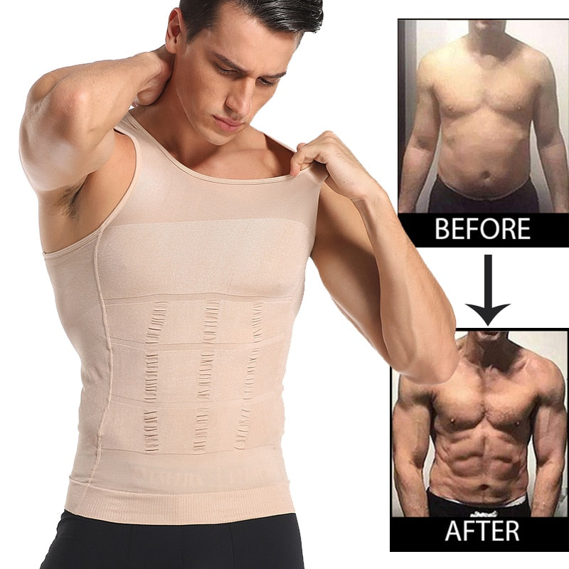 Colete modelador de cintura para homens Be-In-Shape Modelador de cintura para controle de barriga Camisa regata para correção de costas Abdômen Modelador de cintura