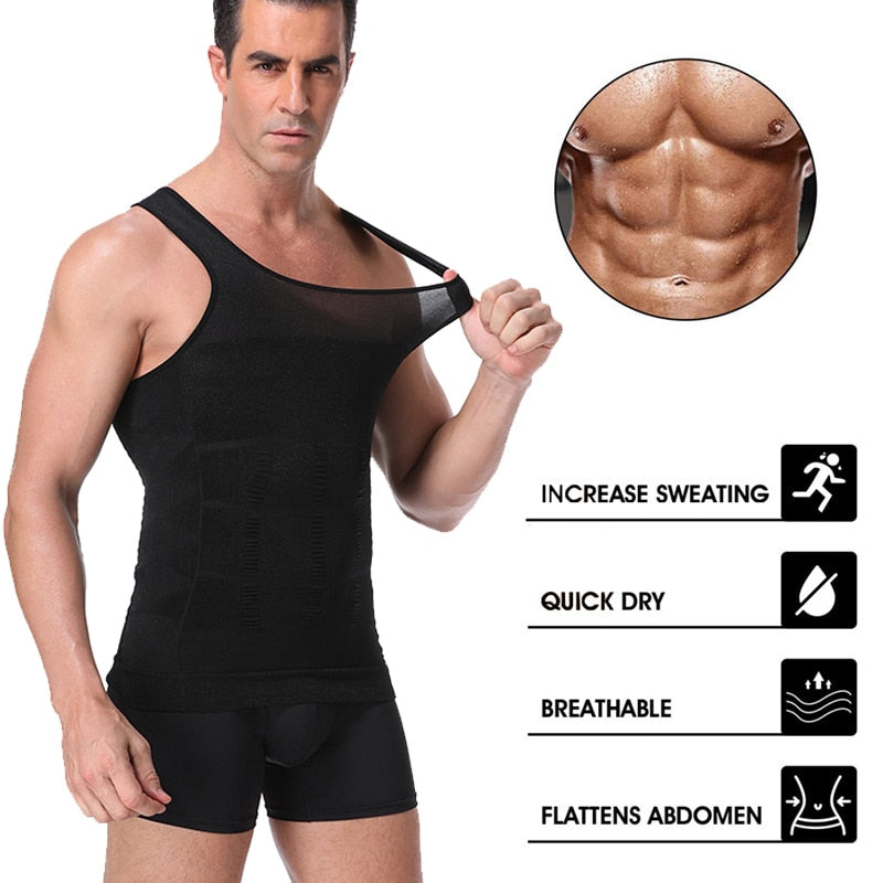 Colete modelador de cintura para homens Be-In-Shape Modelador de cintura para controle de barriga Camisa regata para correção de costas Abdômen Modelador de cintura