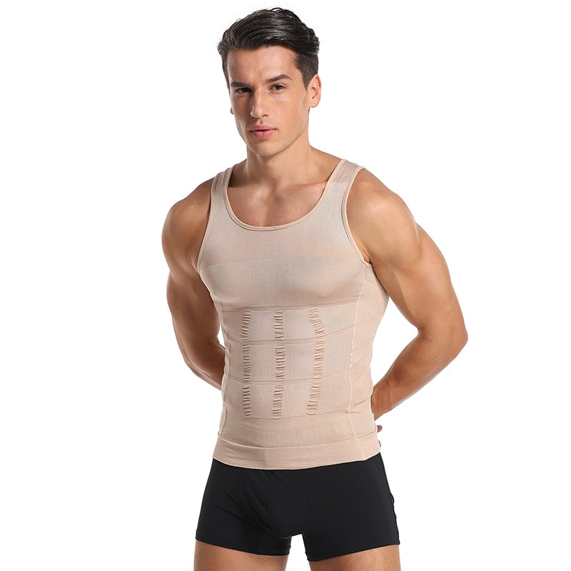 Colete modelador de cintura para homens Be-In-Shape Modelador de cintura para controle de barriga Camisa regata para correção de costas Abdômen Modelador de cintura